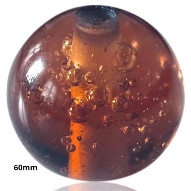 Hovedbilde stor kule broken brown glass 6 cm