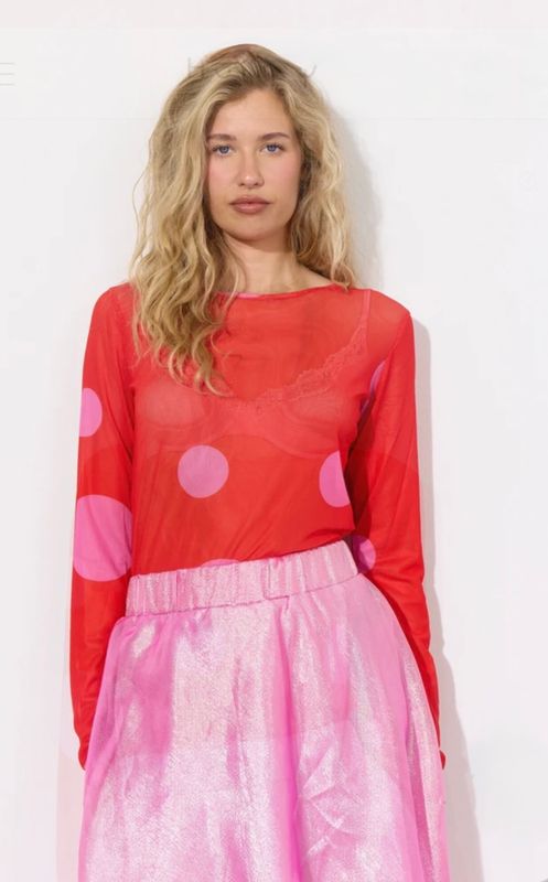 Salen mesh blouse red
