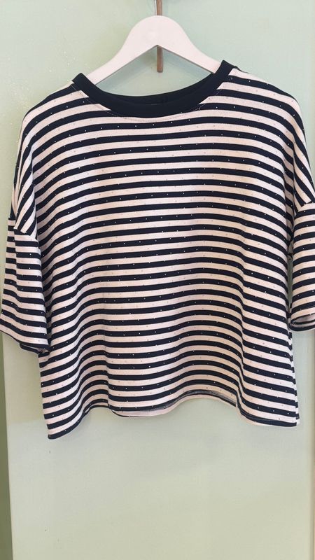 Navy stripe bling t-shirt