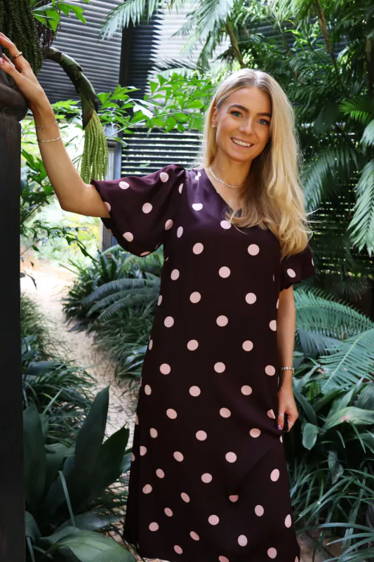 DOTTI DRESS - PLUM ROSE BIG DOT